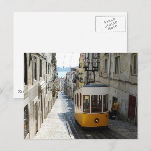 Een kabelauto in Lissabon Briefkaart (Voorkant / Achterkant)