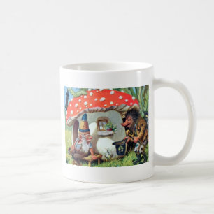 Een kabouter die in een paddestoelenhuisje woont koffiemok