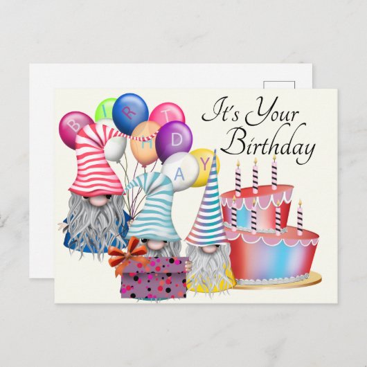 Een kabouter verjaardag briefkaart (Voorkant / Achterkant)