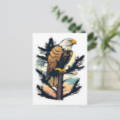 Een kale adelaar die op een boomkaart staat briefkaart (Staand voorkant)