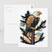 Een kale adelaar die op een boomkaart staat briefkaart (Voorkant / Achterkant)