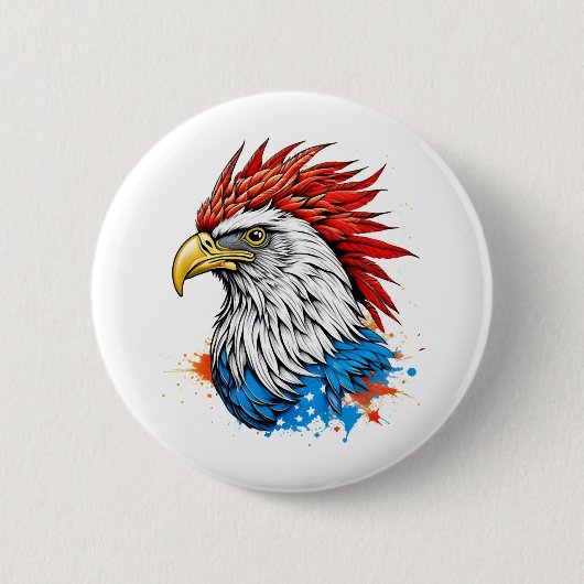 Een kale adelaar met rood ronde button 5,7 cm (Voorkant)