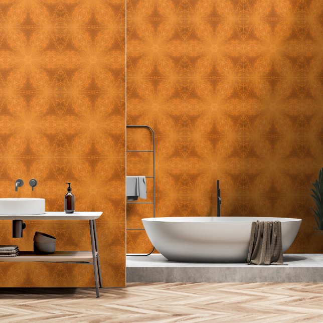 Een Kaleidoscoop van een verbrande oranje ster Behang (Badkamer)