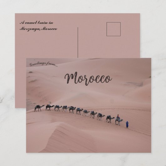 Een kamelentrein in Merzouga Marokko Briefkaart (Voorkant / Achterkant)