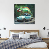 Een kameleon op een auto in een levendig schilderi canvas afdruk (Insitu (Slaapkamer))