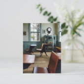 Eén kamer-schoolhuis met klok briefkaart (Staand voorkant)