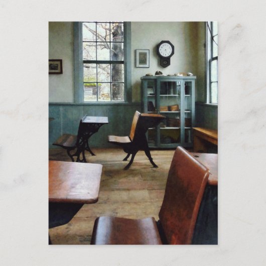 Eén kamer-schoolhuis met klok briefkaart (Voorkant)