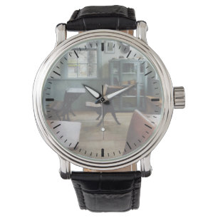 Eén kamer-schoolhuis met klok horloge