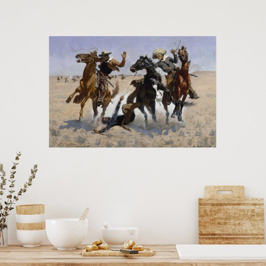 Een kameraad helpen door Frederic Remington Poster (Keuken)