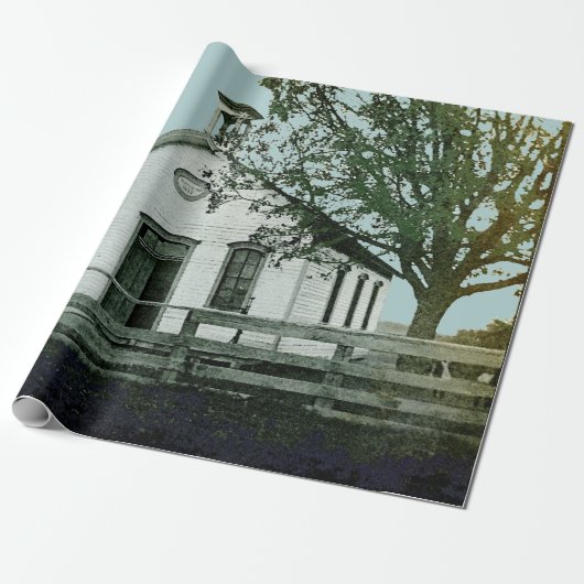 ÉÉN KAMERSCHOOL SCHOOLHOUSE WATERVERF-LERAAR CADEAUPAPIER (Uitgerold)