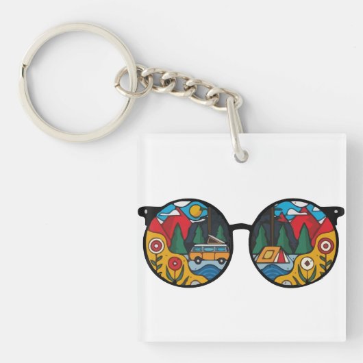Een kampeervakantie sleutelhanger (voorkant)