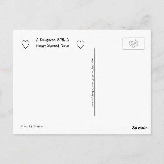 Een kangoeroe met een hartvormige neus briefkaart (Achterkant)