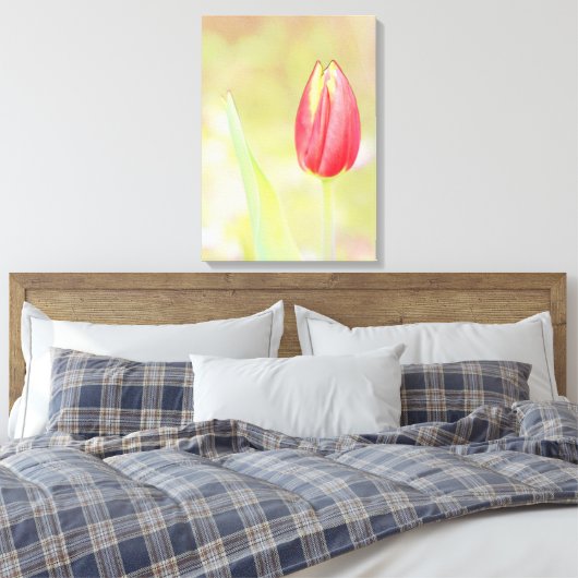 Een kant-en-klare tulpbloem canvas afdruk (Insitu (Slaapkamer))