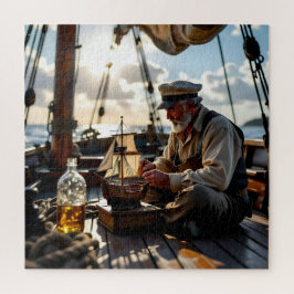 Een kapitein bouwt een schip in een fles legpuzzel