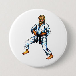een karaatstrijder die ademhalingsoefeningen uitvo ronde button 7,6 cm