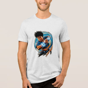 Een karate vechter omringd door een energie aura Tri-Blend shirt