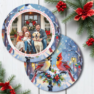 Een Kardinaal Kerst Foto Sjabloon Gepersonaliseerd