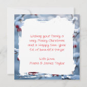 Een  kardinaal op een besneeuwde tak kerst kaart (Achterkant)