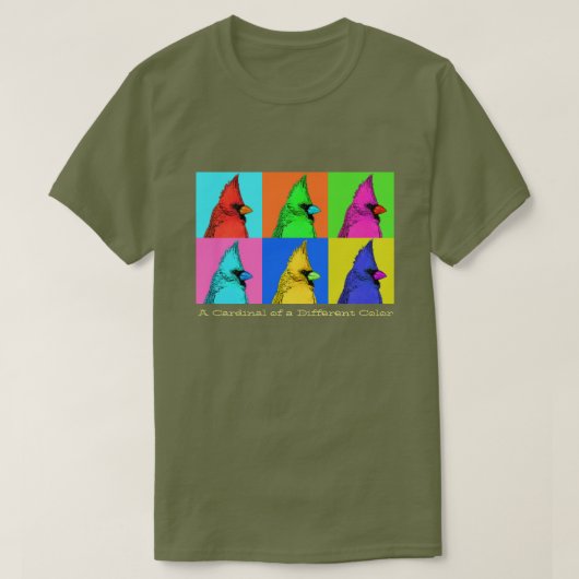 Een kardinaal van een verschillende kleur t-shirt (Design voorkant)