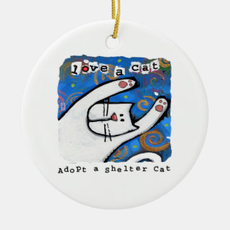 Een kat aannemen, van een kat houden keramisch ornament