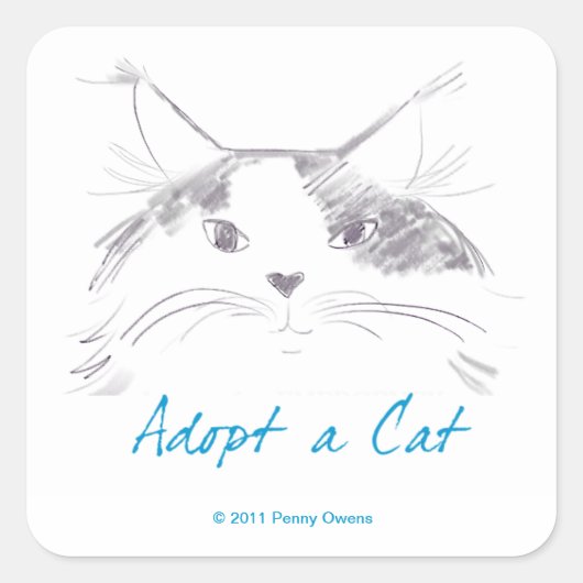Een kat aannemen vierkante sticker (Voorkant)