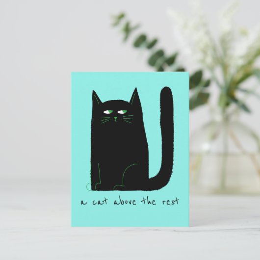 Een kat boven de rest Schattigee kat Humor zwart o Briefkaart (Staand voorkant)