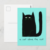 Een kat boven de rest Schattigee kat Humor zwart o Briefkaart (Voorkant / Achterkant)