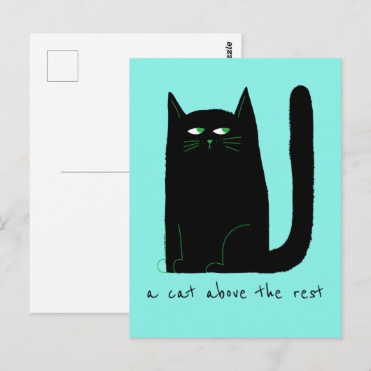 Een kat boven de rest Schattigee kat Humor zwart o Briefkaart (Voorkant / Achterkant)