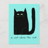 Een kat boven de rest Schattigee kat Humor zwart o Briefkaart (Voorkant)