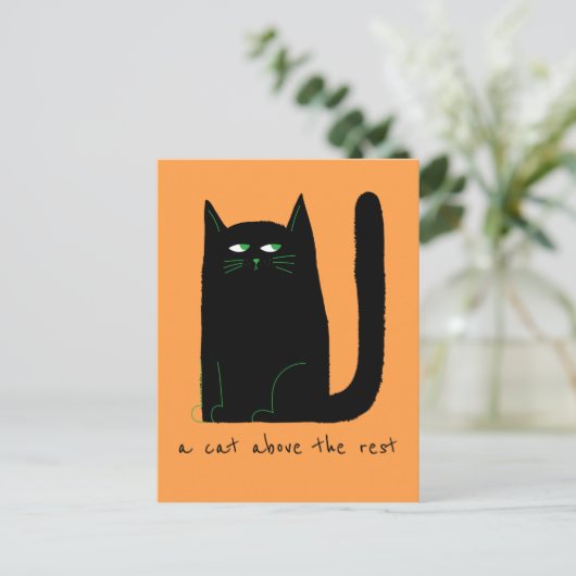 Een kat boven de rest Schattigee kat Humor zwart S Briefkaart (Staand voorkant)