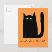 Een kat boven de rest Schattigee kat Humor zwart S Briefkaart (Voorkant / Achterkant)