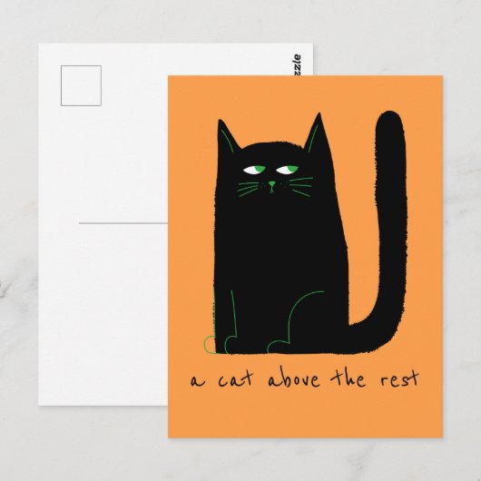 Een kat boven de rest Schattigee kat Humor zwart S Briefkaart (Voorkant / Achterkant)