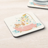 Een kat-dag - Lentetenbloem Bier Onderzetter (Linkerzijde)