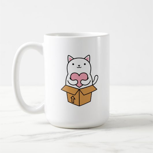 Een kat die een hart draagt. koffiemok (Links)