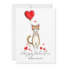 Een kat die een hartballon vasthoudt Valentijnsdag
