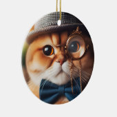 Een kat die een Monocle VII draagt Keramisch Ornament (Rechts)