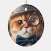Een kat die een Monocle VII draagt Keramisch Ornament (Links)
