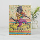 Een kat die een viool speelt van Louis Wain Bedankkaart (Staand voorkant)