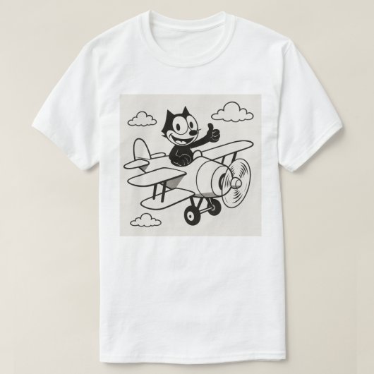 Een kat die in een vliegtuig vliegt t-shirt (Design voorkant)
