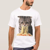 Een kat die spaghetti eet, mijn kat die spaghetti  t-shirt (Voorkant)