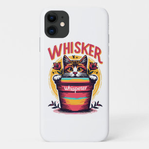 Een kat die uit een bloempot gluurt Case-Mate iPhone case