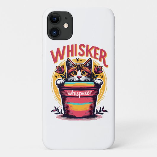 Een kat die uit een bloempot gluurt Case-Mate iPhone case (Achterkant)