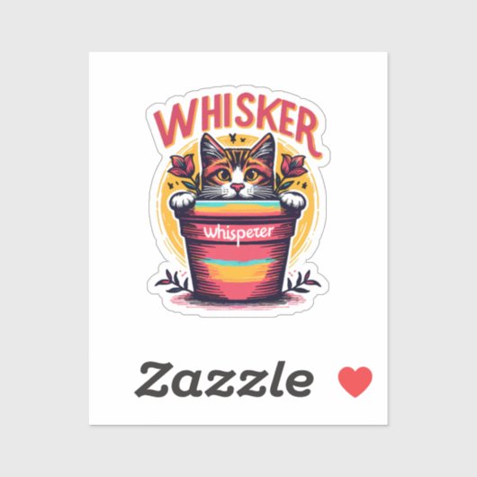 Een kat die uit een bloempot gluurt sticker (Vel)
