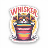 Een kat die uit een bloempot gluurt sticker (Voorkant)