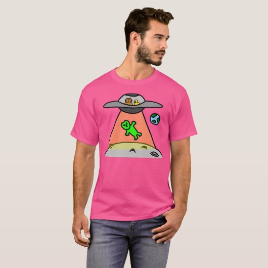 Een kat en een eend in de ufo t-shirt (Voorkant volledig)