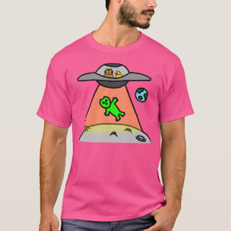 Een kat en een eend in de ufo t-shirt