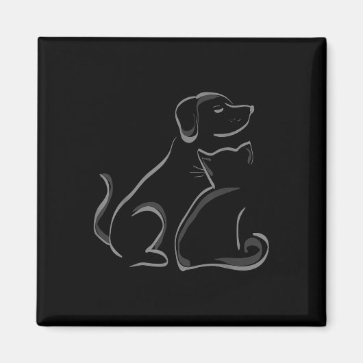 Een kat en een hond simuleert vriendschap magneet (Voorkant)