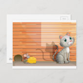 Een kat en een rat met kaas briefkaart (Voorkant / Achterkant)