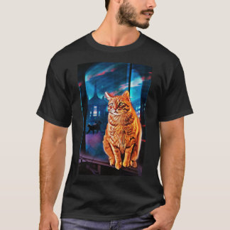 Een kat en een silhouet t-shirt
