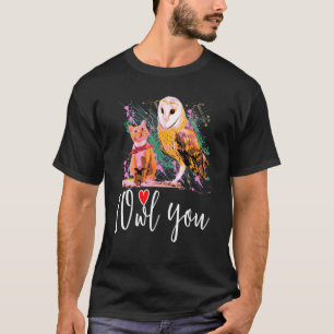 Een kat en een uil Grappige huisdier eigenaar Scha T-shirt